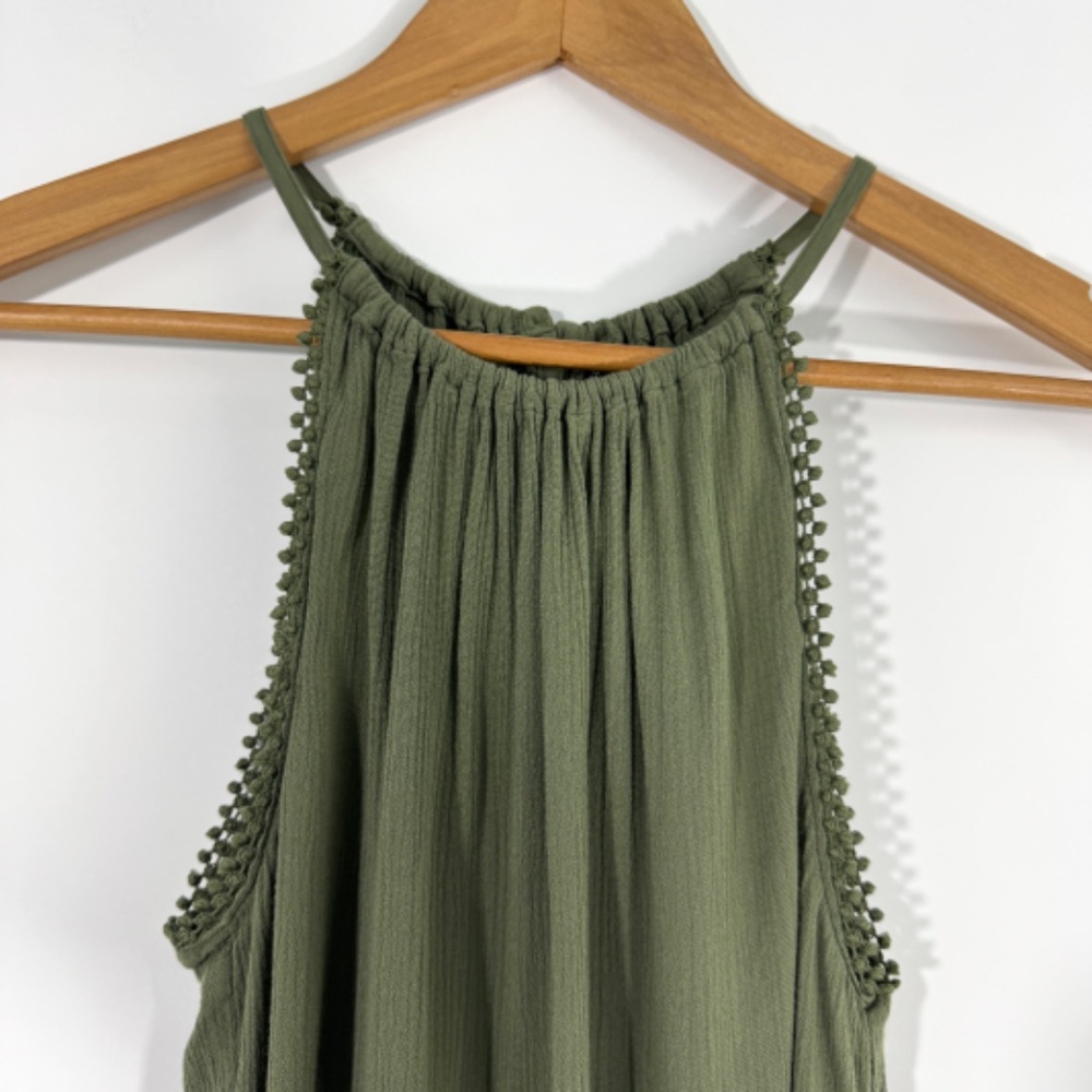 H&M Divided Women’s Size 0 XS Olive Green Crochet Trim Sleeveless Tank Top - Picture 3 of 9